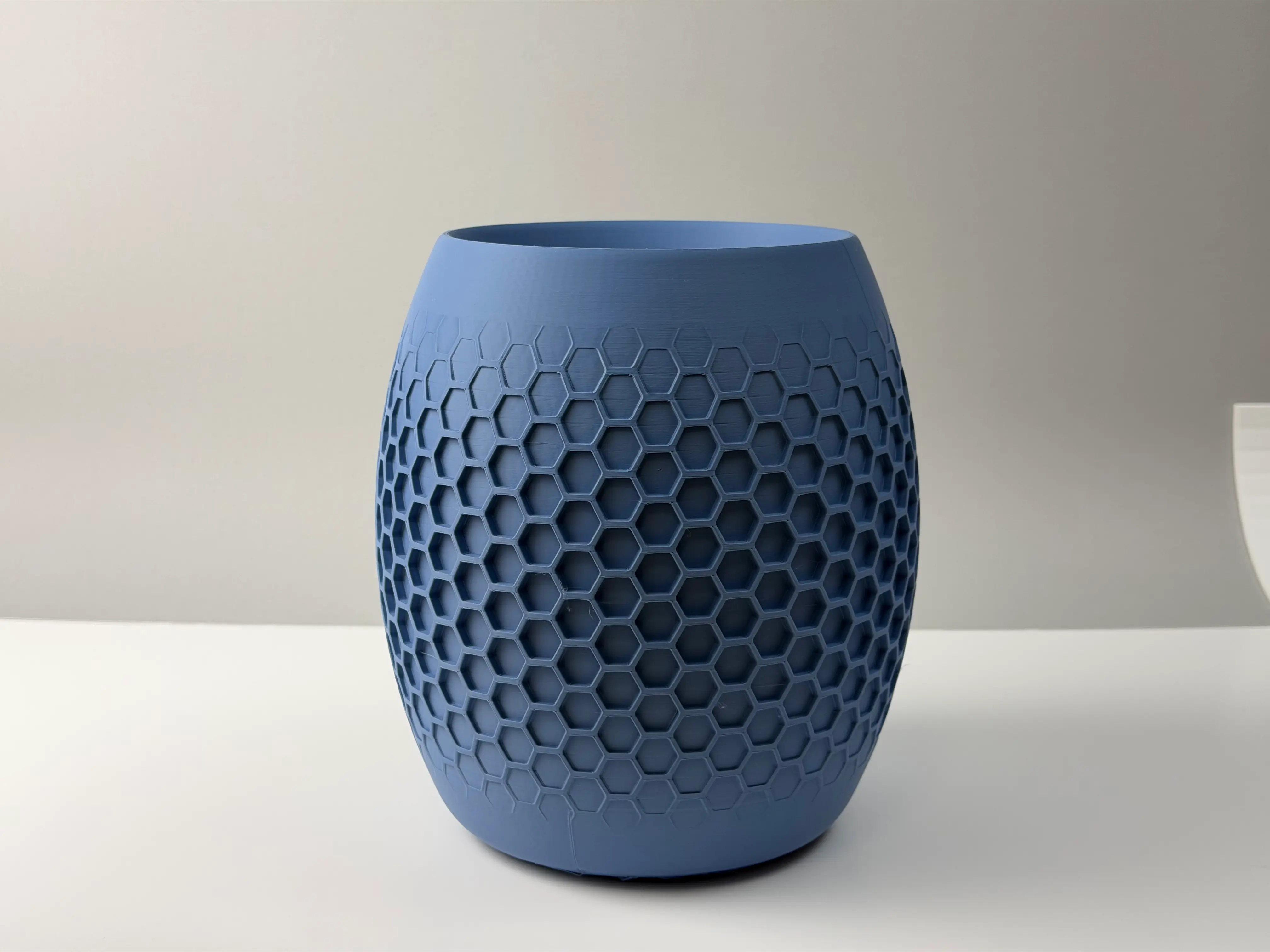 Blue 3D printed honeycomb planter